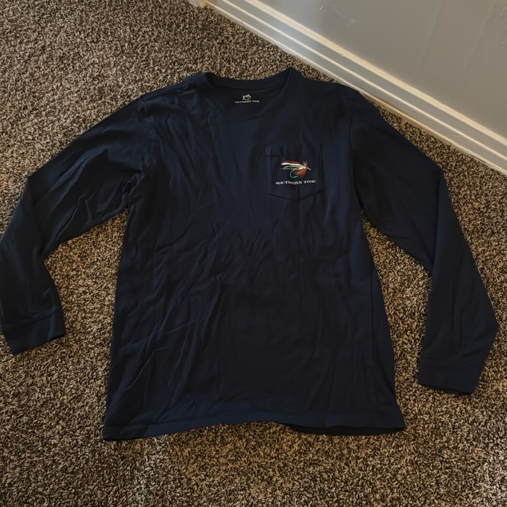 Southern Tide Blue Long Sleeve Christmas Shirt